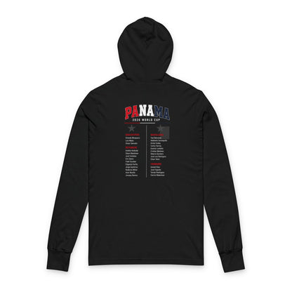 PANAMA Soccer Hoodie Tee — World Cup 2022 Team Roster Long-Sleeve Hooded Tee