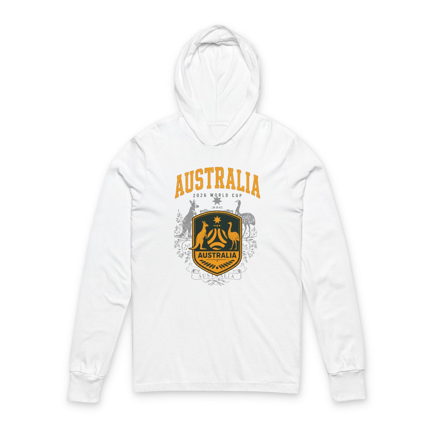 AUSTRALIA Soccer Hoodie Tee — World Cup 2022 Team Roster Long-Sleeve Hooded Tee