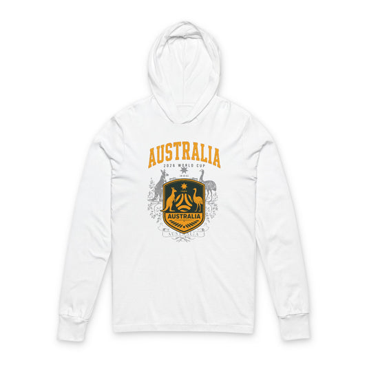 AUSTRALIA Soccer Hoodie Tee — World Cup 2022 Team Roster Long-Sleeve Hooded Tee