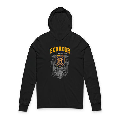 Ecuador Soccer Hoodie Tee — World Cup 2022 Team Roster Long-Sleeve Hooded Tee