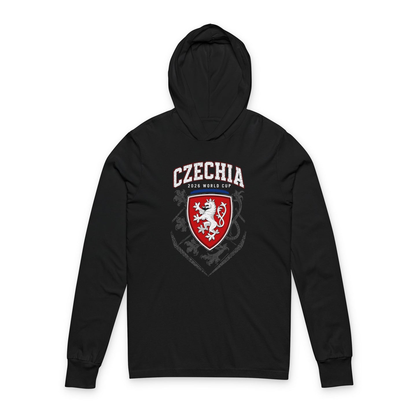CZECHIA  Soccer Hoodie Tee — World Cup 2022 Team Roster Long-Sleeve Hooded Tee