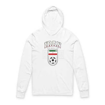IRAN Soccer Hoodie Tee — World Cup 2022 Team Roster Long-Sleeve Hooded Tee