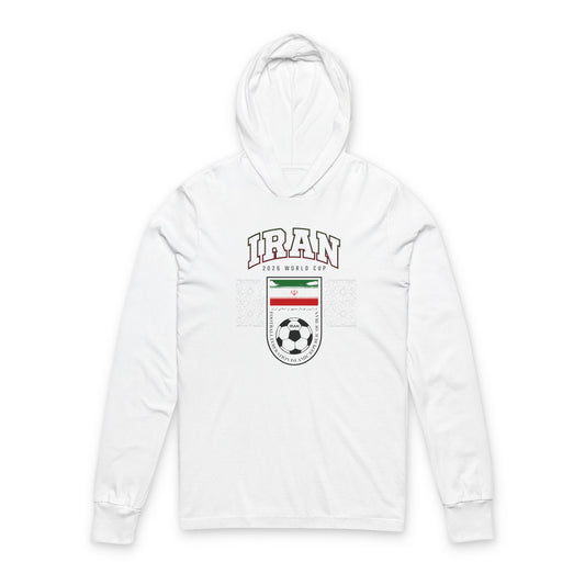 IRAN Soccer Hoodie Tee — World Cup 2022 Team Roster Long-Sleeve Hooded Tee