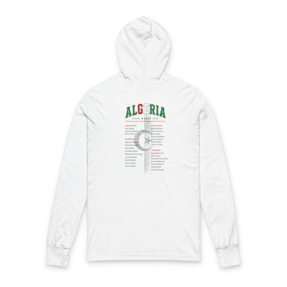 ALGERIA Soccer Hoodie Tee — World Cup 2022 Team Roster Long-Sleeve Hooded Tee