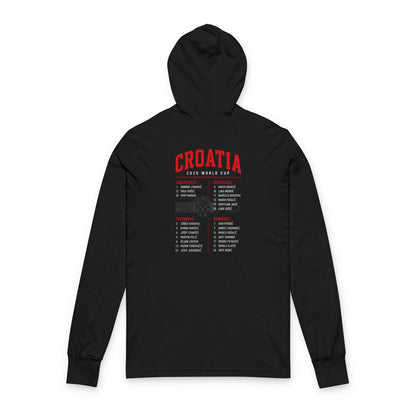 CROATIA  Soccer Hoodie Tee — World Cup 2022 Team Roster Long-Sleeve Hooded Tee
