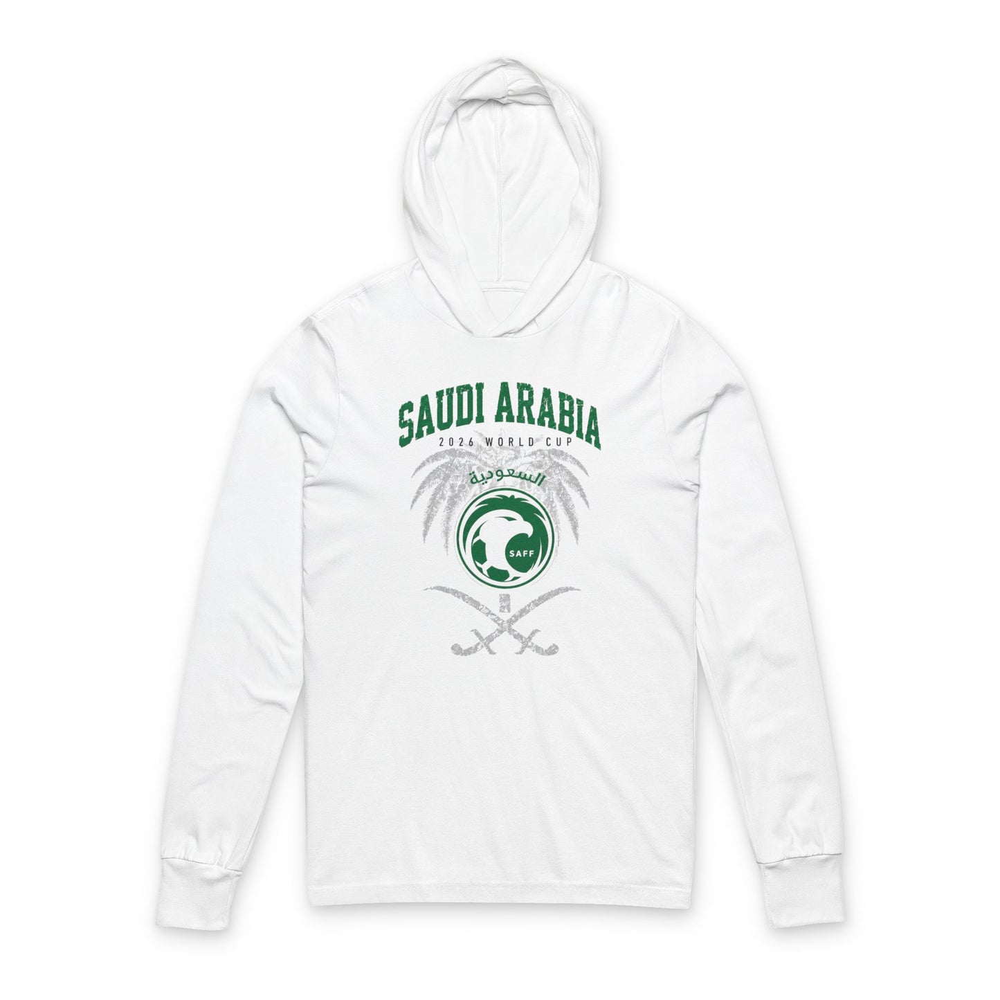 SAUDI ARABIA Soccer Hoodie Tee — World Cup 2022 Team Roster Long-Sleeve Hooded Tee