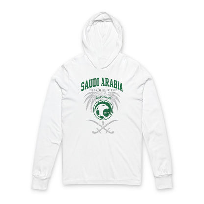 SAUDI ARABIA Soccer Hoodie Tee — World Cup 2022 Team Roster Long-Sleeve Hooded Tee