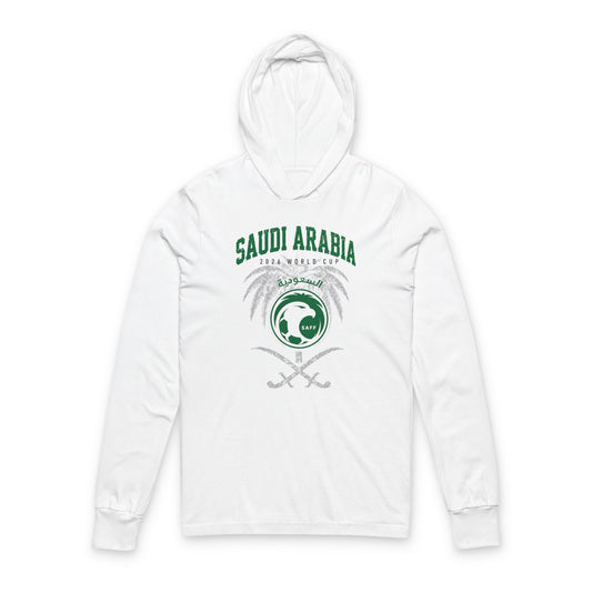 SAUDI ARABIA Soccer Hoodie Tee — World Cup 2022 Team Roster Long-Sleeve Hooded Tee