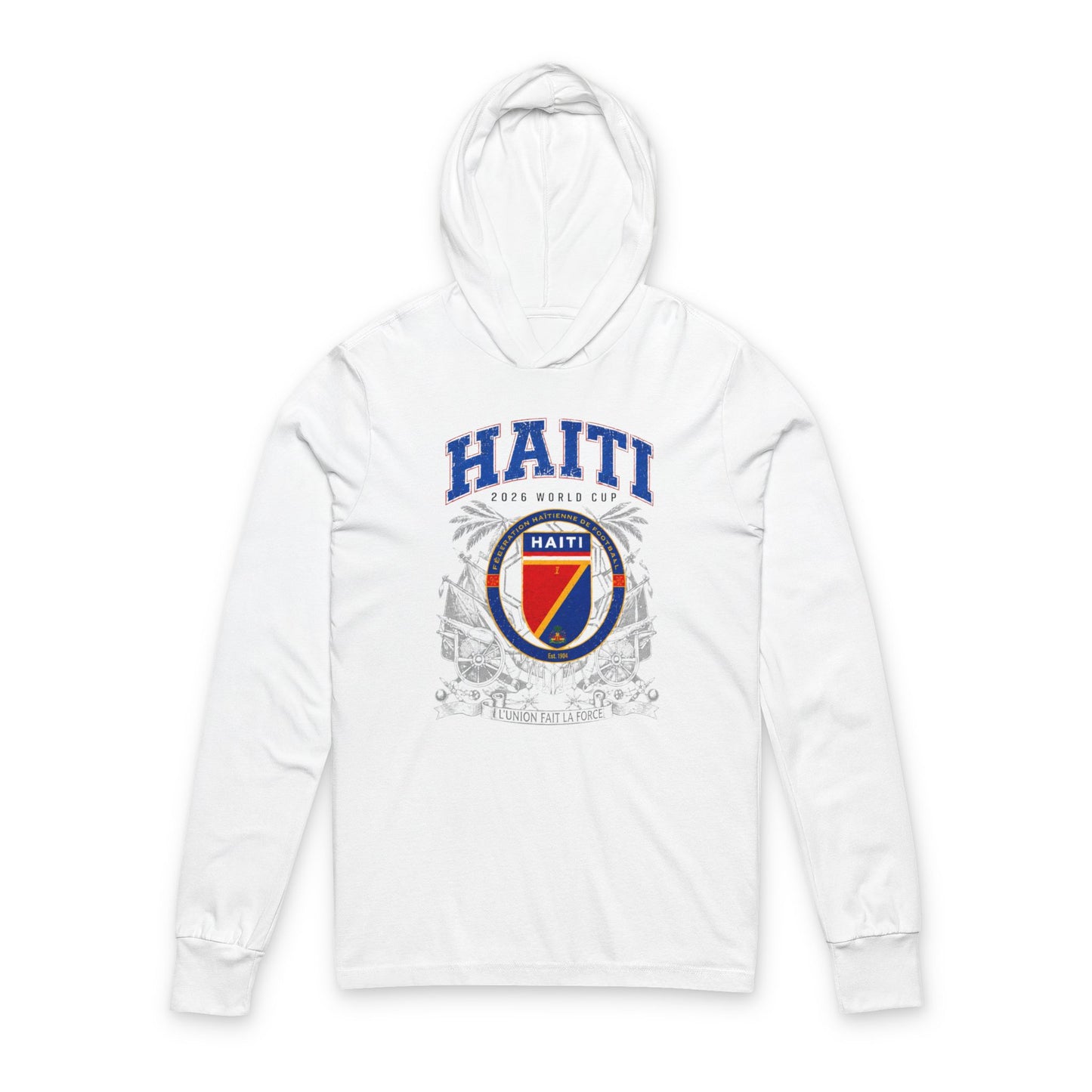 HAITI  Soccer Hoodie Tee — World Cup 2022 Team Roster Long-Sleeve Hooded Tee