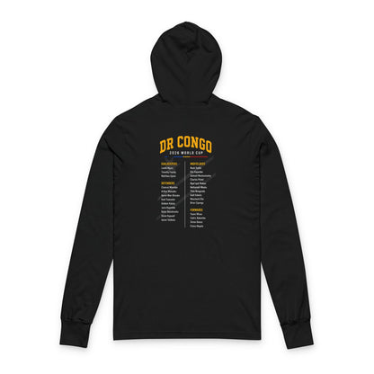 CONGO DR Soccer Hoodie Tee — World Cup 2022 Team Roster Long-Sleeve Hooded Tee