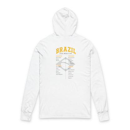 BRAZIL Soccer Hoodie Tee — World Cup 2022 Team Roster Long-Sleeve Hooded Tee