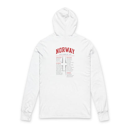 NORWAY Soccer Hoodie Tee — World Cup 2022 Team Roster Long-Sleeve Hooded Tee