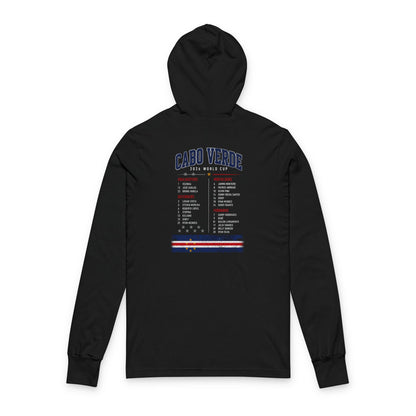 CABO VERDE Soccer Hoodie Tee — World Cup 2022 Team Roster Long-Sleeve Hooded Tee