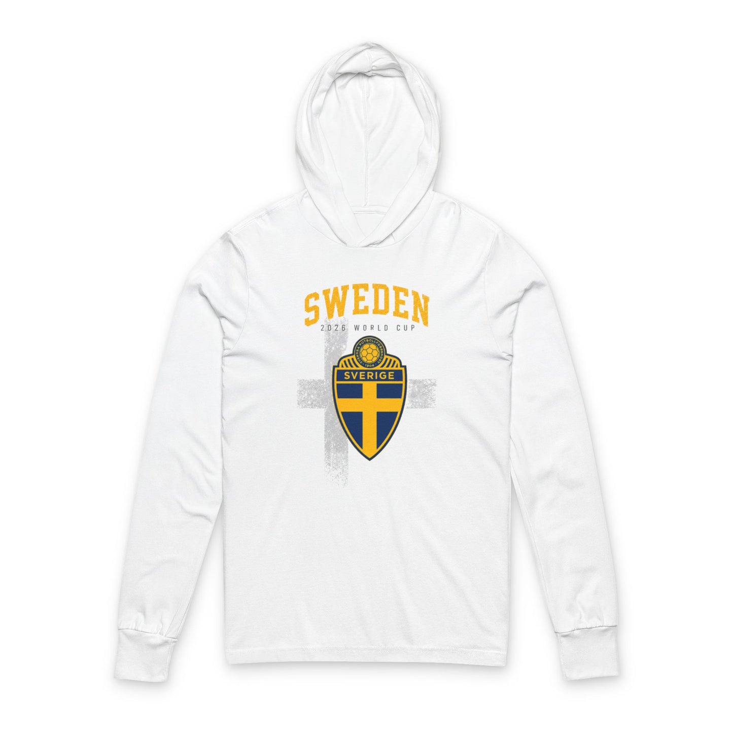 SWEDEN  Soccer Hoodie Tee — World Cup 2022 Team Roster Long-Sleeve Hooded Tee