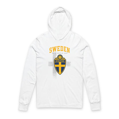 SWEDEN  Soccer Hoodie Tee — World Cup 2022 Team Roster Long-Sleeve Hooded Tee