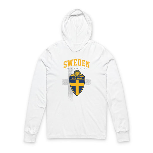 SWEDEN  Soccer Hoodie Tee — World Cup 2022 Team Roster Long-Sleeve Hooded Tee