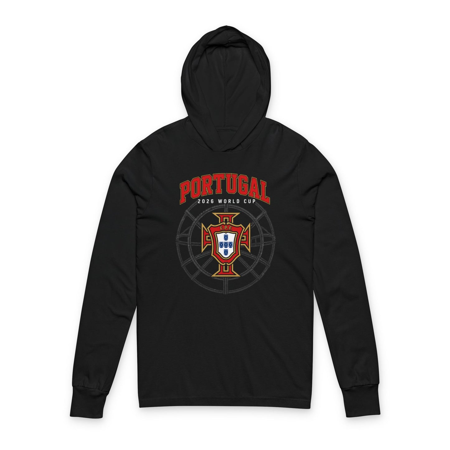 PORTUGAL Soccer Hoodie Tee — World Cup 2022 Team Roster Long-Sleeve Hooded Tee