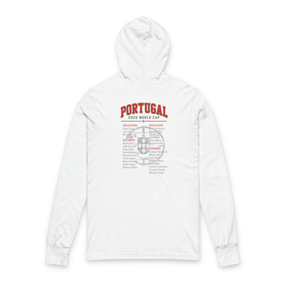 PORTUGAL Soccer Hoodie Tee — World Cup 2022 Team Roster Long-Sleeve Hooded Tee
