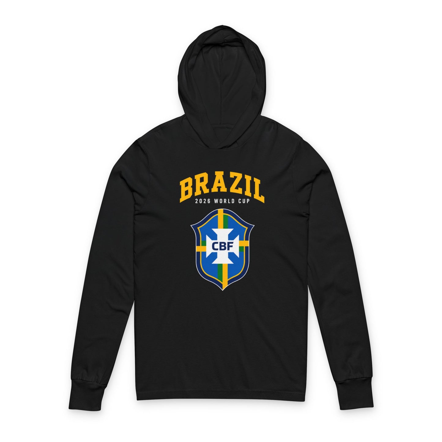 BRAZIL Soccer Hoodie Tee — World Cup 2022 Team Roster Long-Sleeve Hooded Tee