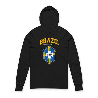 BRAZIL Soccer Hoodie Tee — World Cup 2022 Team Roster Long-Sleeve Hooded Tee