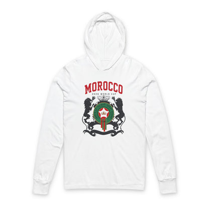 MOROCCO Soccer Hoodie Tee — World Cup 2022 Team Roster Long-Sleeve Hooded Tee