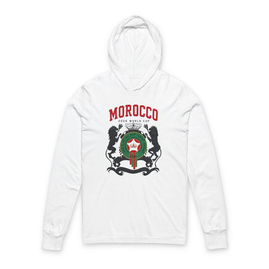 MOROCCO Soccer Hoodie Tee — World Cup 2022 Team Roster Long-Sleeve Hooded Tee
