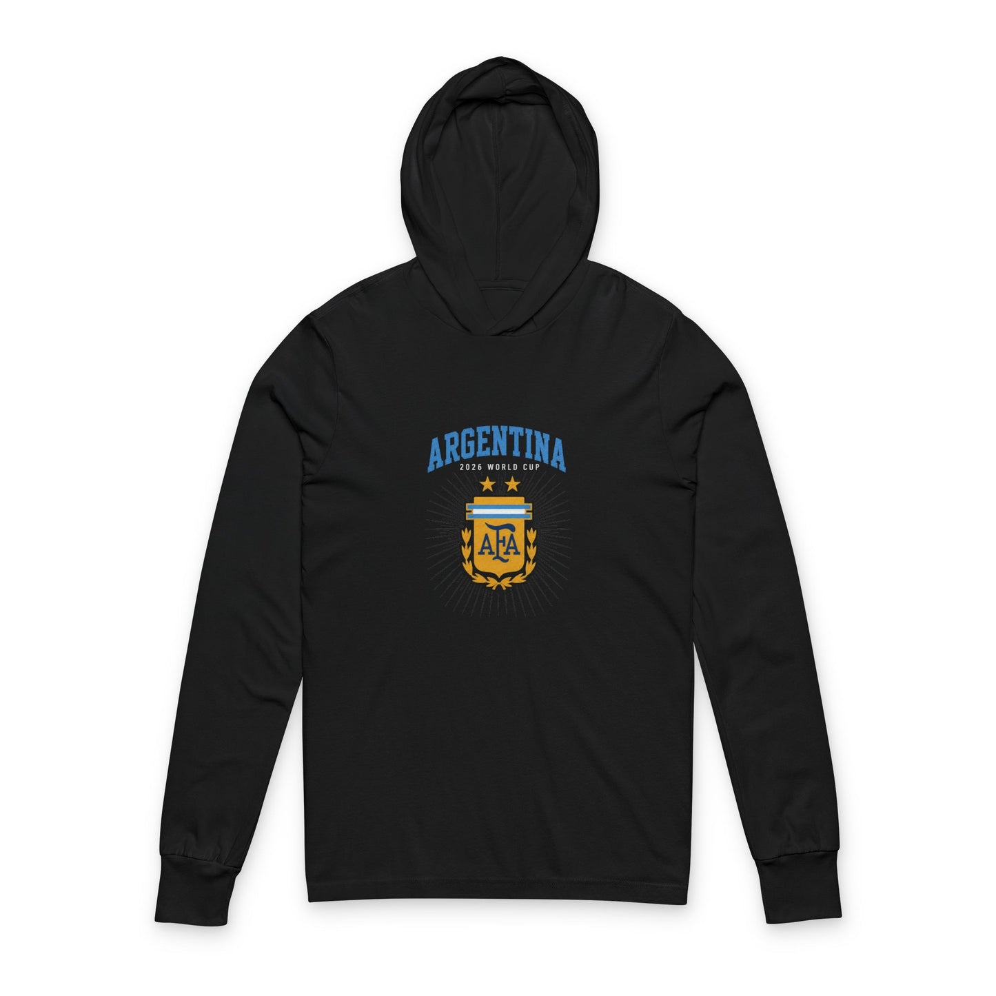ARGENTINA Soccer Hoodie Tee — World Cup 2022 Team Roster Long-Sleeve Hooded Tee