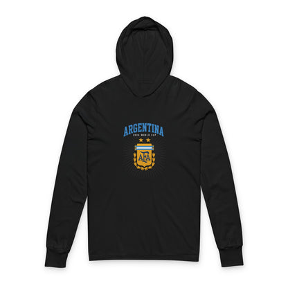 ARGENTINA Soccer Hoodie Tee — World Cup 2022 Team Roster Long-Sleeve Hooded Tee