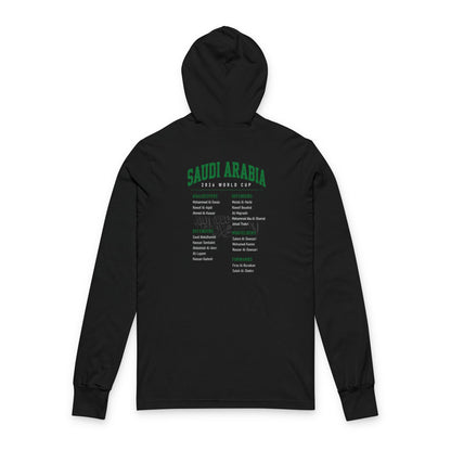 SAUDI ARABIA Soccer Hoodie Tee — World Cup 2022 Team Roster Long-Sleeve Hooded Tee
