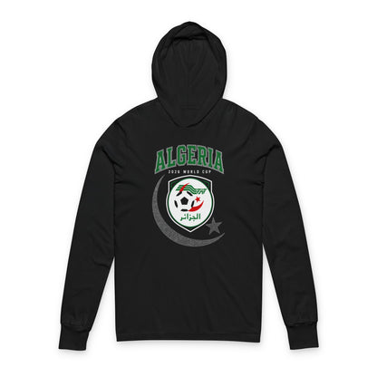 ALGERIA Soccer Hoodie Tee — World Cup 2022 Team Roster Long-Sleeve Hooded Tee