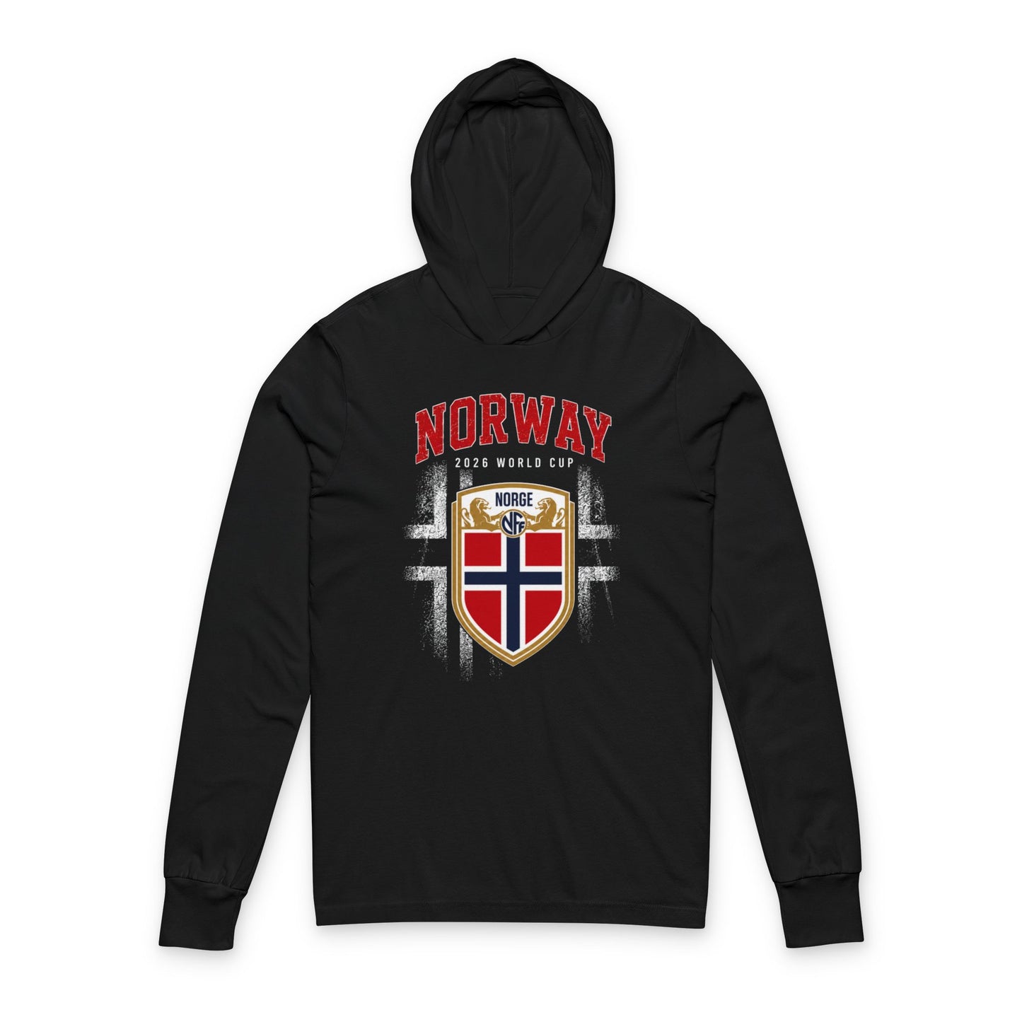 NORWAY Soccer Hoodie Tee — World Cup 2022 Team Roster Long-Sleeve Hooded Tee