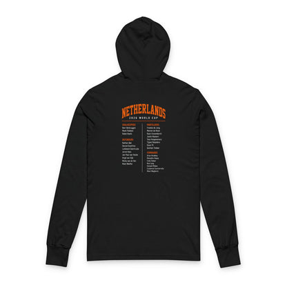 NETHERLANDS Soccer Hoodie Tee — World Cup 2022 Team Roster Long-Sleeve Hooded Tee