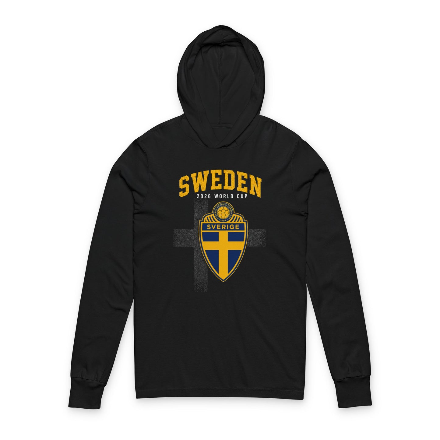SWEDEN  Soccer Hoodie Tee — World Cup 2022 Team Roster Long-Sleeve Hooded Tee