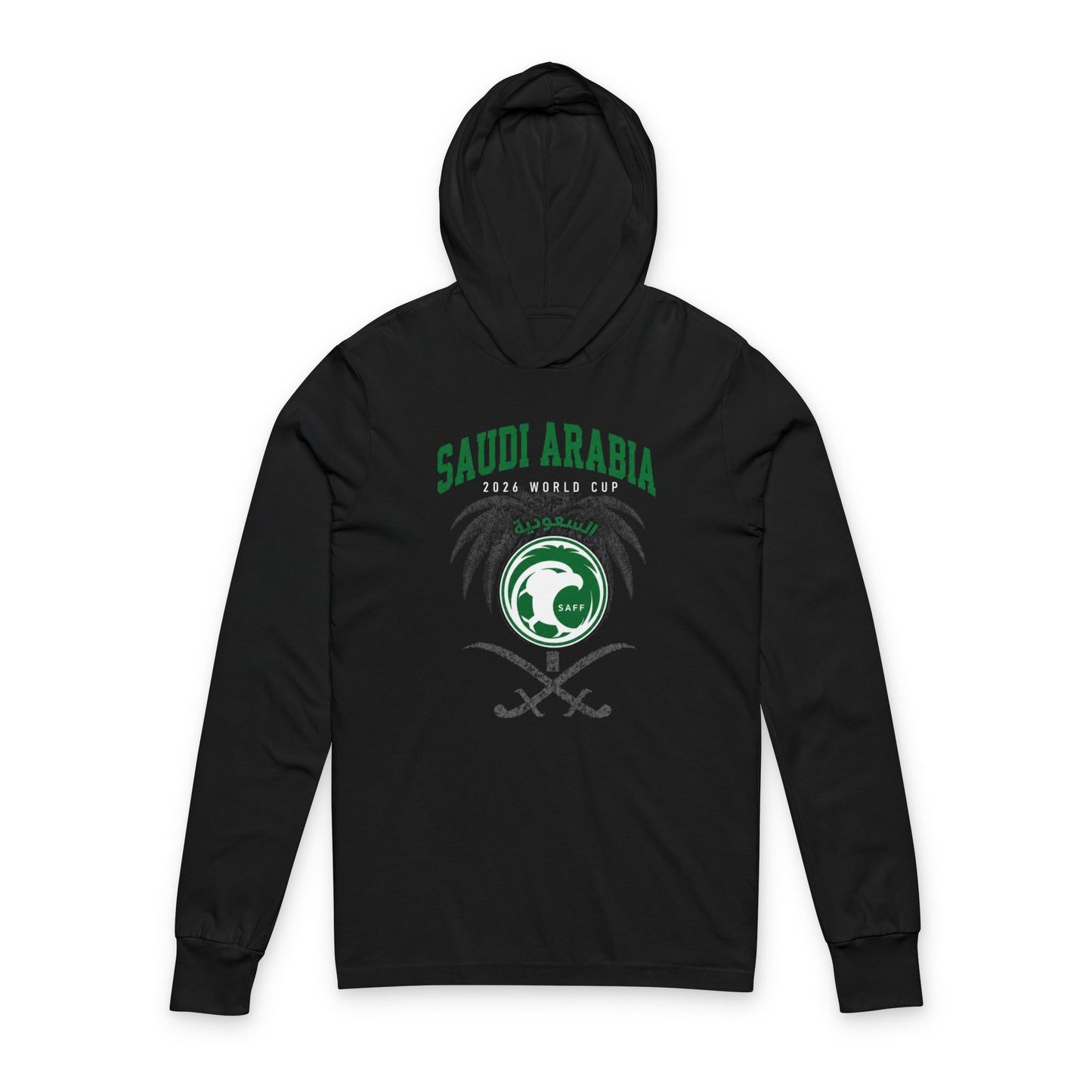 SAUDI ARABIA Soccer Hoodie Tee — World Cup 2022 Team Roster Long-Sleeve Hooded Tee