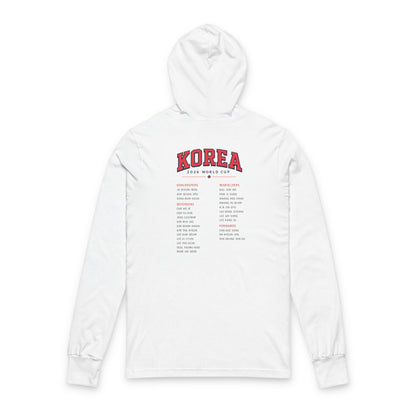 KOREA Soccer Hoodie Tee — World Cup 2022 Team Roster Long-Sleeve Hooded Tee