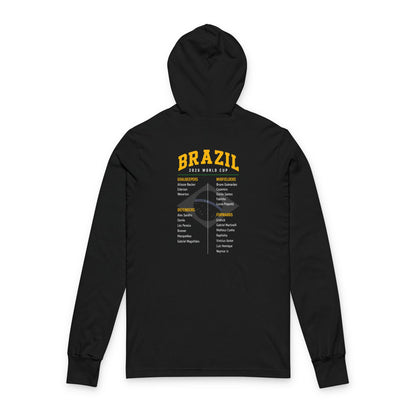 BRAZIL Soccer Hoodie Tee — World Cup 2022 Team Roster Long-Sleeve Hooded Tee