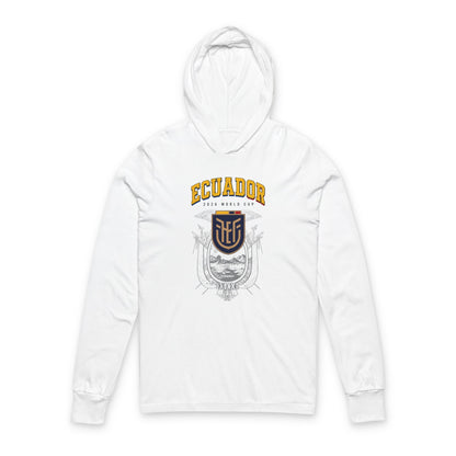 Ecuador Soccer Hoodie Tee — World Cup 2022 Team Roster Long-Sleeve Hooded Tee
