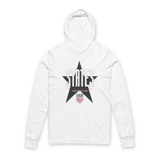 USMNT Soccer Hoodie Tee — World Cup 2022 Team Roster Long-Sleeve Hooded Tee