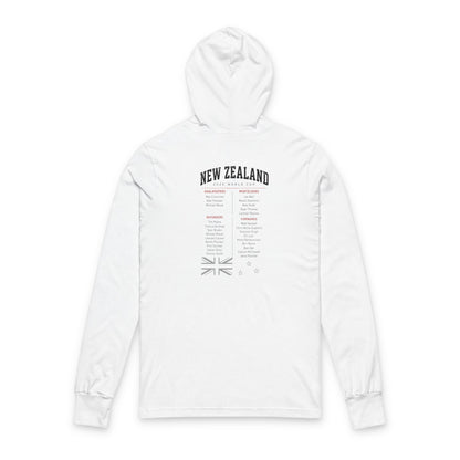 NEW ZEALAND Soccer Hoodie Tee — World Cup 2022 Team Roster Long-Sleeve Hooded Tee