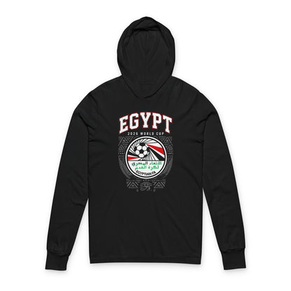 EGYPT Soccer Hoodie Tee — World Cup 2022 Team Roster Long-Sleeve Hooded Tee